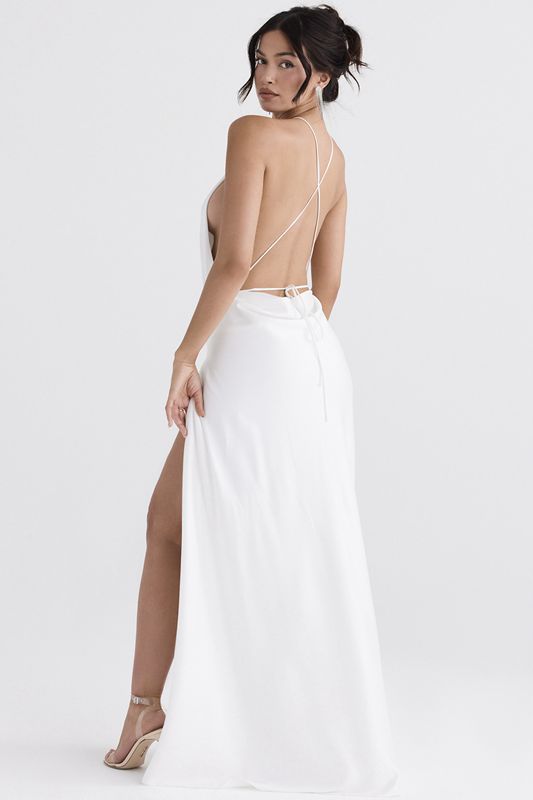 Peignoir House Of Cb Thigh Slit Maxi Blanche | FQW-057821