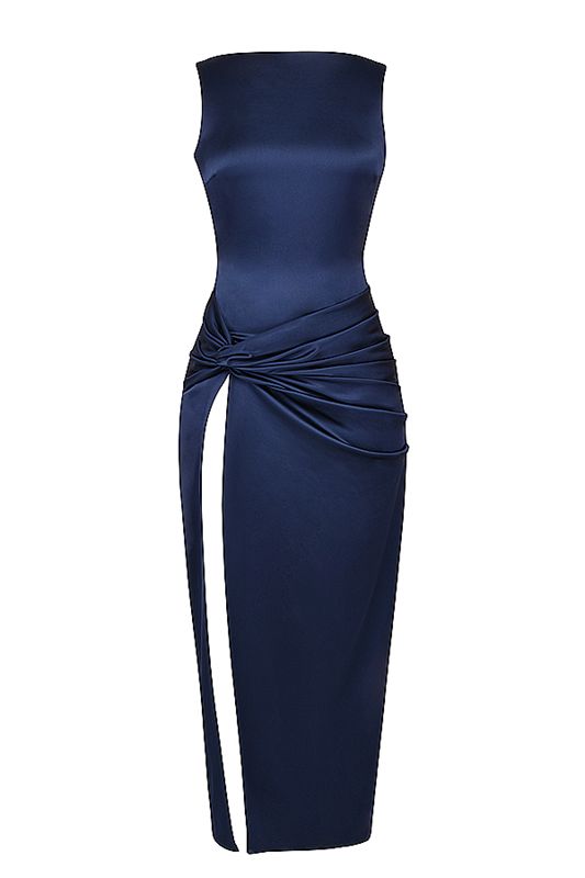 Peignoir House Of Cb Thigh Slit Maxi Bleu Marine | VJZ-896104