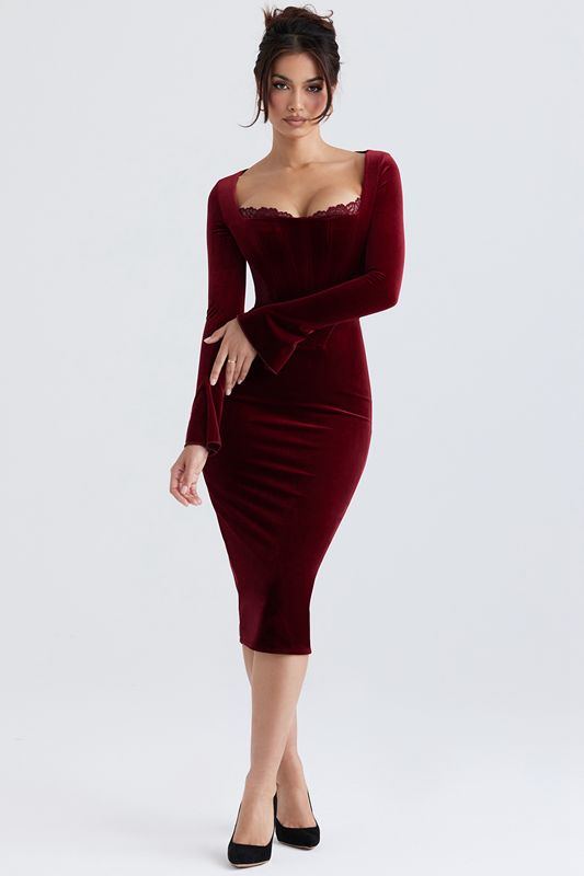 Peignoir House Of Cb Velvet Bordeaux | VTW-743219