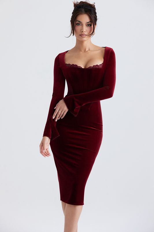 Peignoir House Of Cb Velvet Bordeaux | VTW-743219