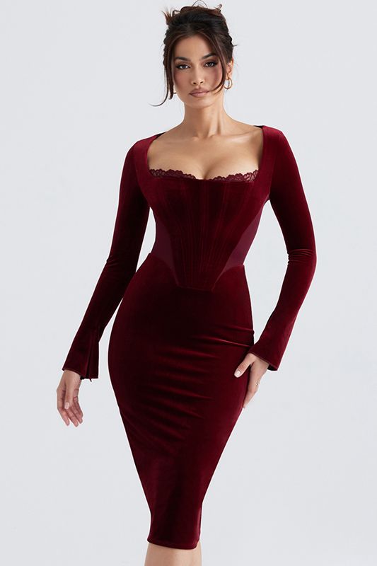 Peignoir House Of Cb Velvet Bordeaux | VTW-743219