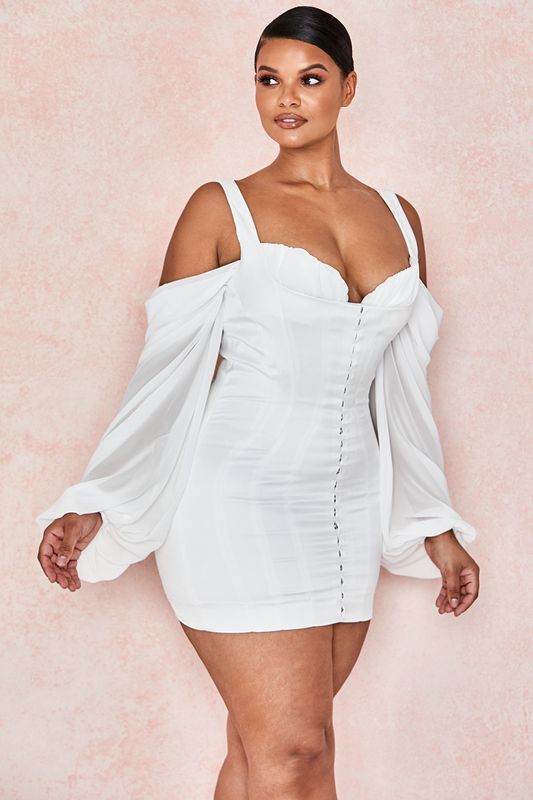 Peignoir House Of Cb with Blouson Sleeves Blanche | LRN-754389