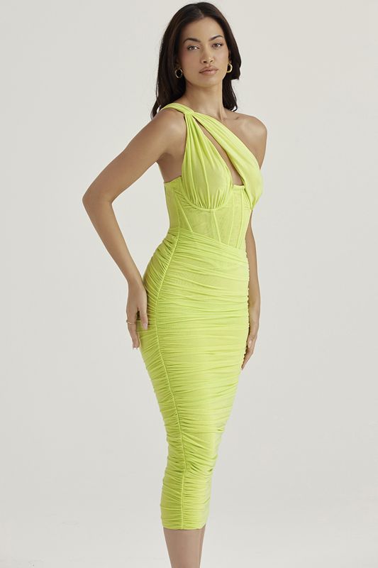 Robe Mi-longue House Of Cb Asymmetric Cutout Vert Clair | SXR-069753