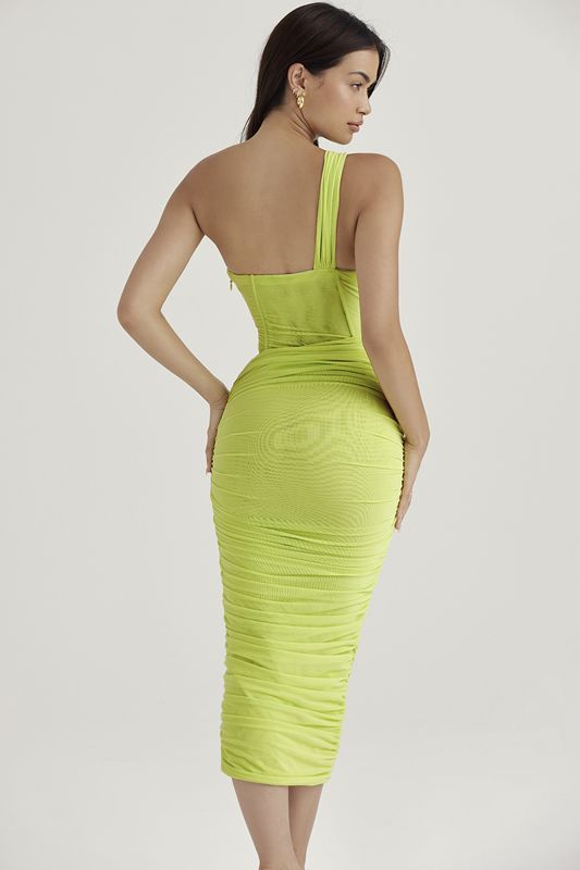 Robe Mi-longue House Of Cb Asymmetric Cutout Vert Clair | SXR-069753