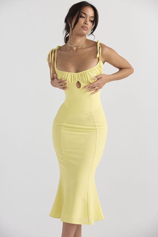 Robe Mi-longue House Of Cb Cutout Jaune | BYU-056237