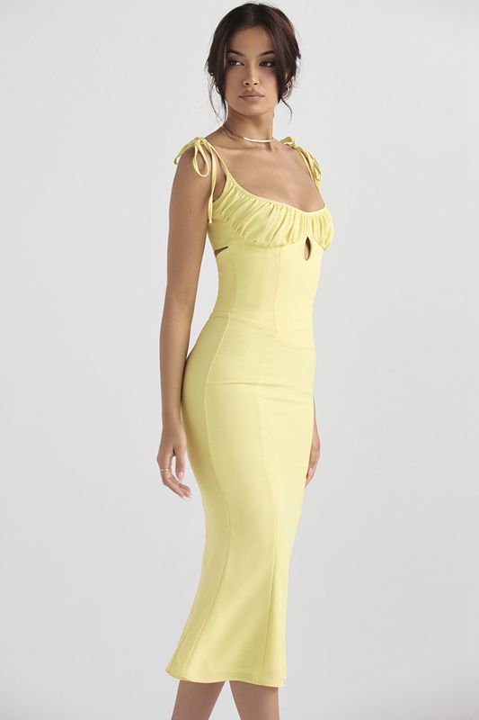 Robe Mi-longue House Of Cb Cutout Jaune | BYU-056237