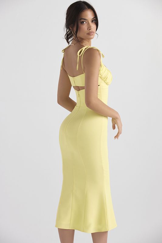 Robe Mi-longue House Of Cb Cutout Jaune | BYU-056237