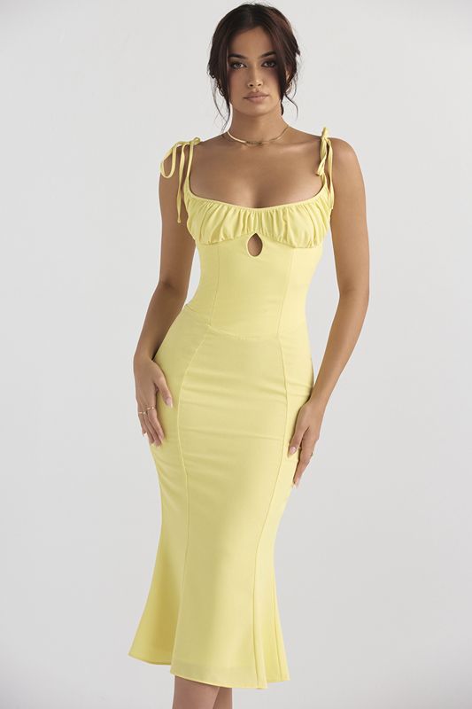 Robe Mi-longue House Of Cb Cutout Jaune | BYU-056237