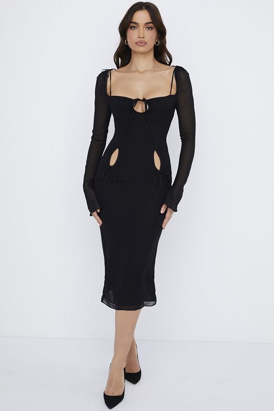 Robe Mi-longue House Of Cb Cutout Noir | VSX-740156