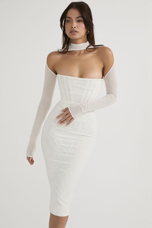 Robe Mi-longue House Of Cb Mesh Blanche | RBV-204185