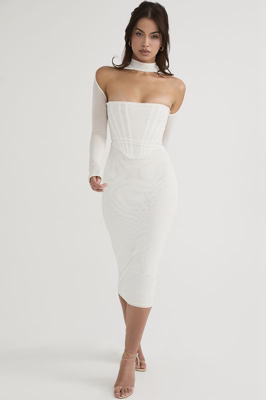 Robe Mi-longue House Of Cb Mesh Blanche | RBV-204185