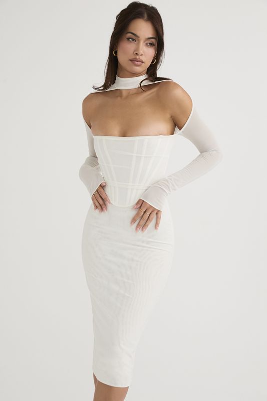 Robe Mi-longue House Of Cb Mesh Blanche | RBV-204185