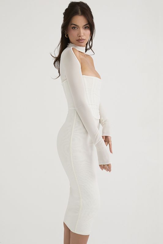 Robe Mi-longue House Of Cb Mesh Blanche | RBV-204185