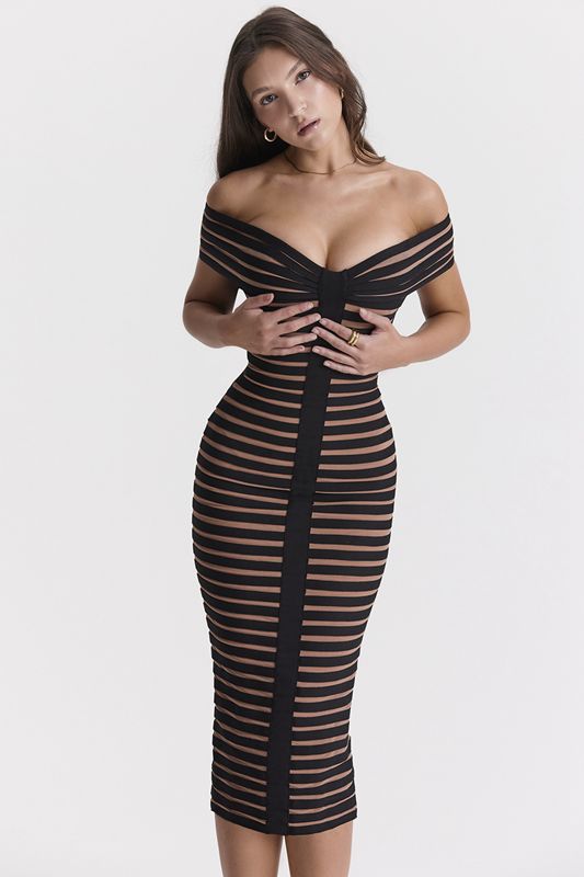 Robe Mi-longue House Of Cb Noir | KLC-104985