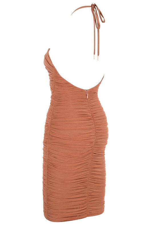 Robe Mi-longue House Of Cb Ruched Mesh Orange | NQU-247560