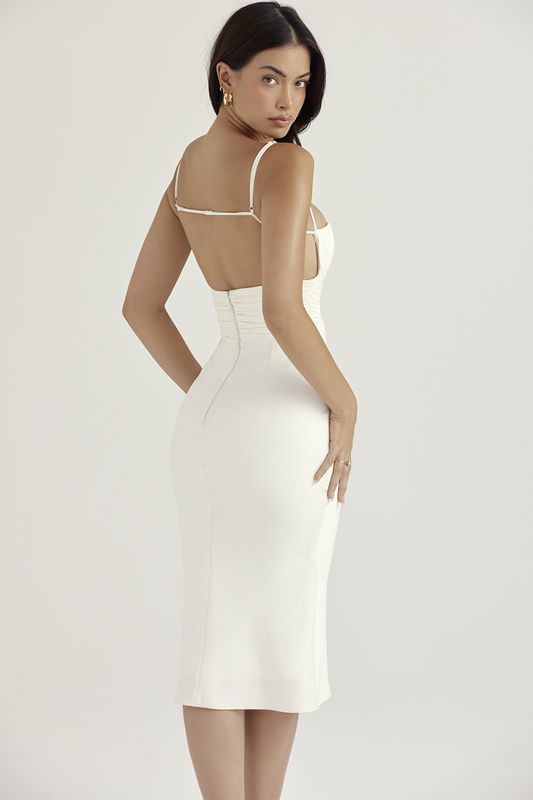 Robe Mi-longue House Of Cb Satin Blanche | ZCX-795483