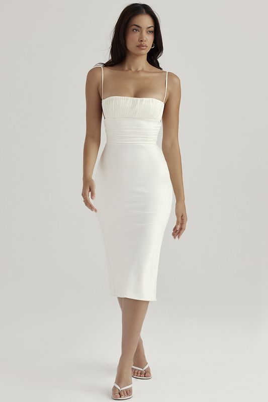 Robe Mi-longue House Of Cb Satin Blanche | ZCX-795483