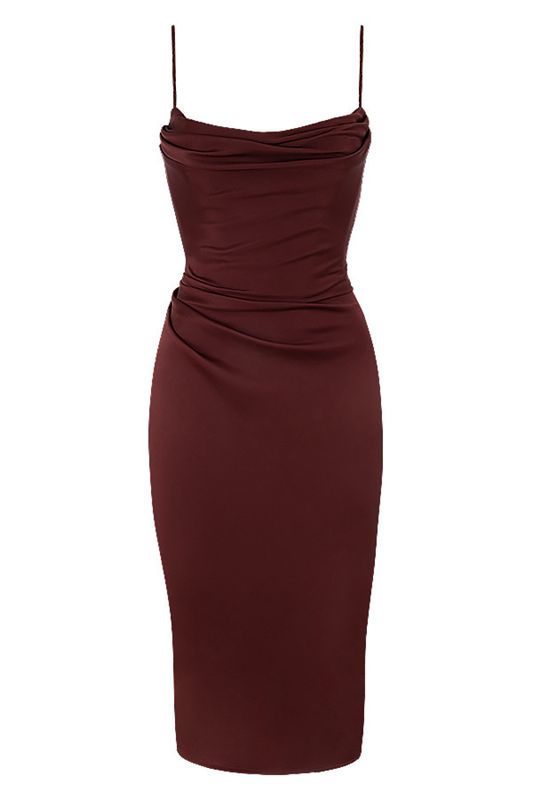 Robe Mi-longue House Of Cb Satin Bordeaux | ICF-248517