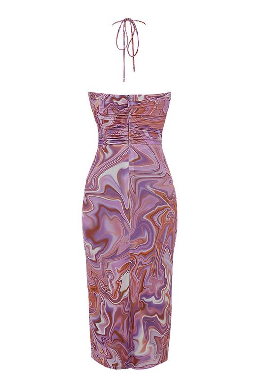 Robe Mi-longue House Of Cb Swirl Cutout Violette | EUQ-178206