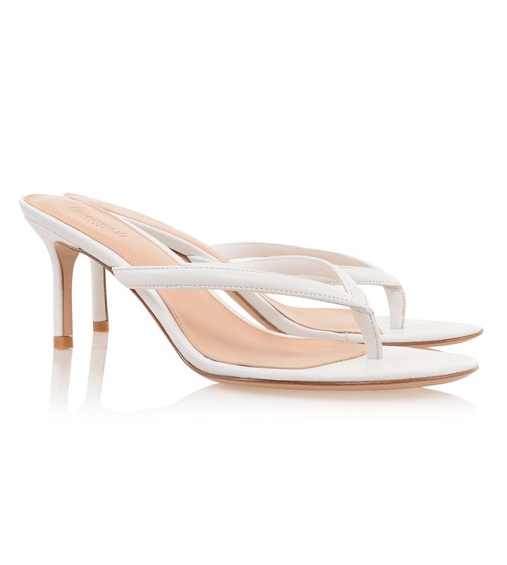 Sandales House Of Cb Cuir Mid Heel Thongs Blanche | GSC-897501