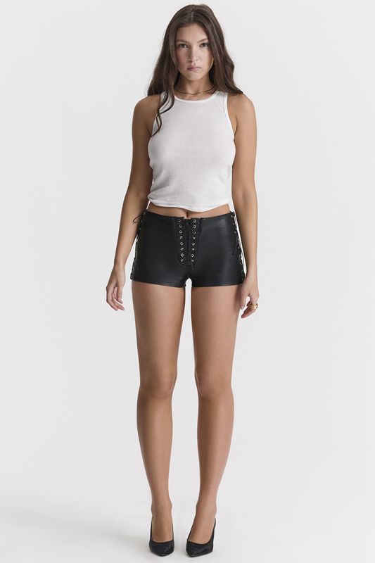 Shorts House Of Cb Vegan Cuir Micro Mini Noir | QYH-940257