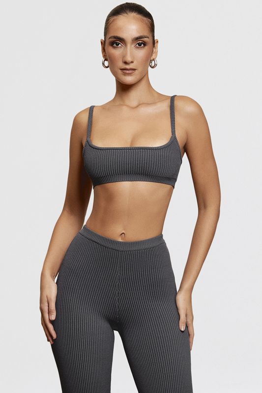 Soutien Gorge House Of Cb Grey Nervuré Knit Grise Foncé | TJY-539412