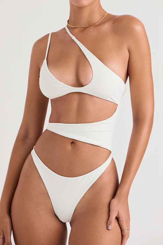 Swimsuit House Of Cb Asymmetric Cutout Blanche | MXZ-526041