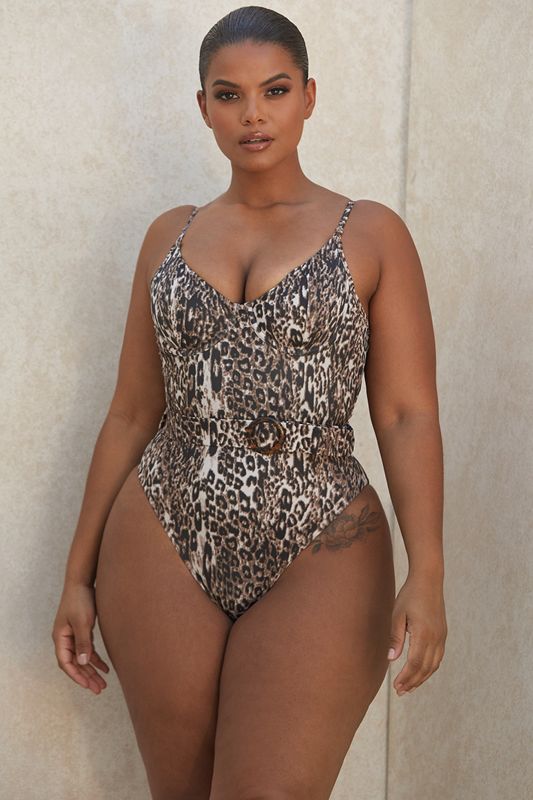 Swimsuit House Of Cb Belted One Piece Leopard | DKE-560138