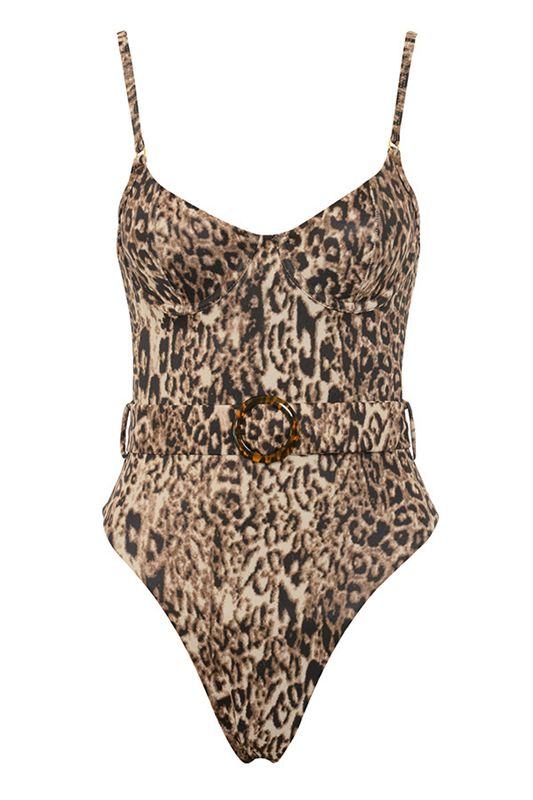 Swimsuit House Of Cb Belted One Piece Leopard | DKE-560138