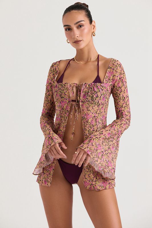 Swimsuit House Of Cb Floral Cover Up Vert Olive | JRO-680241