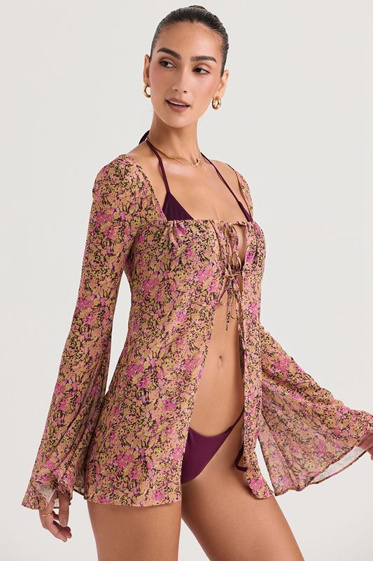 Swimsuit House Of Cb Floral Cover Up Vert Olive | JRO-680241