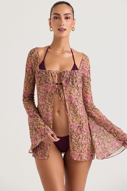 Swimsuit House Of Cb Floral Cover Up Vert Olive | JRO-680241