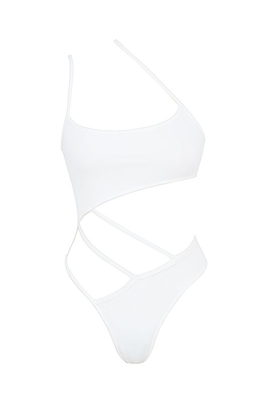 Swimsuit House Of Cb Lanières Asymmetric One Piece Blanche | YWU-218637