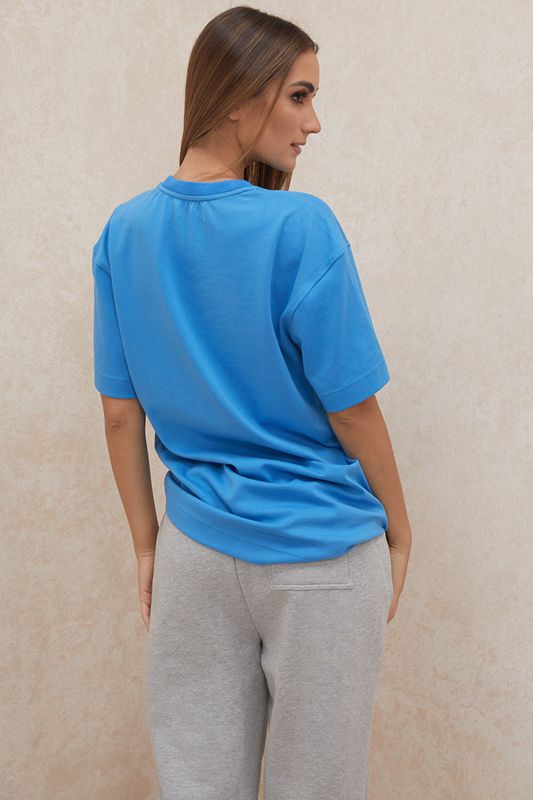 T Shirts House Of Cb Oversized Coton Jersey Bleu | OFJ-150297