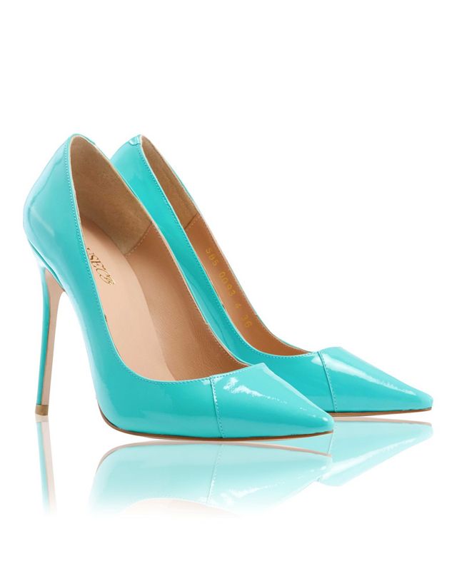 Talons House Of Cb Aqua Vernis Cuir Pointy Embout Turquoise | GNH-537091