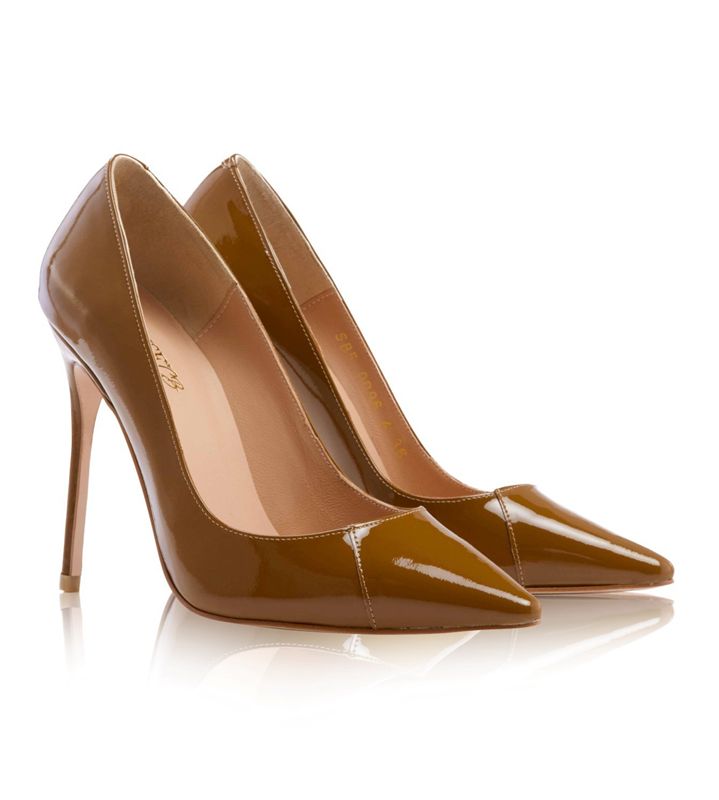 Talons House Of Cb Tan Vernis Cuir Pointy Embout Abricot | ILD-960231