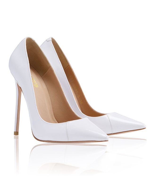 Talons House Of Cb White Vernis Cuir Pointy Embout Blanche | JBE-658071