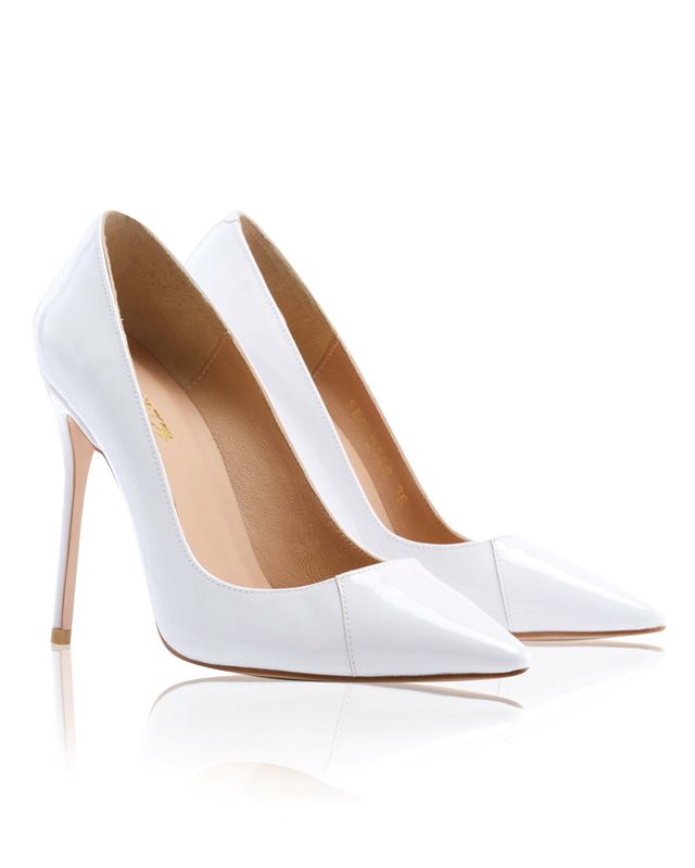 Talons House Of Cb White Vernis Cuir Pointy Embout Blanche | SLZ-325067