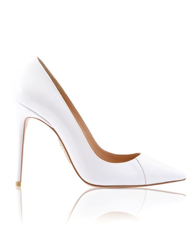 Talons House Of Cb White Vernis Cuir Pointy Embout Blanche | SLZ-325067